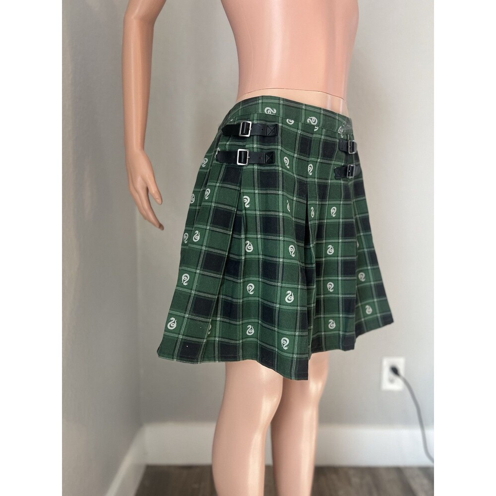 Wizarding World of Harry Potter Green Plaid Slytherin Skirt Size 2X MINI Y2K#101 - Picture 9 of 11